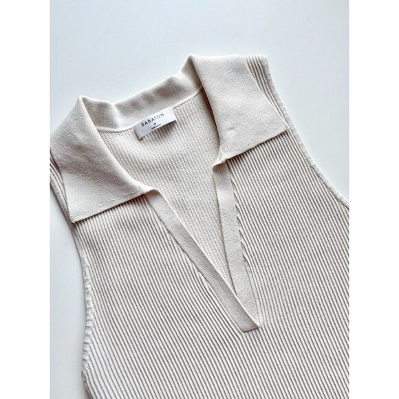 NWOT Aritzia BABATON Sculpt Knit Matte Pearl Ribbed Polo Neck Mini Dress, Size M - Picture 6 of 14